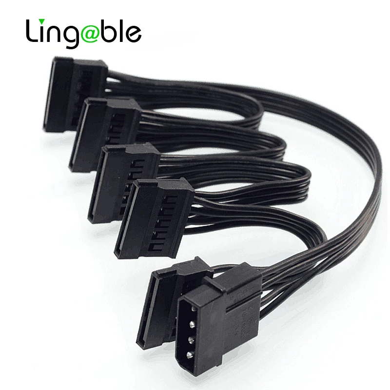

Lingable Molex 4pin IDE 1 to 5 SATA 15Pin Hard Drive Power Supply Splitter Cable for DIY PC Sever 18AWG 4-pin to 15-pin Power