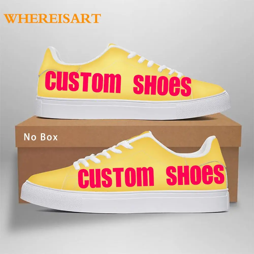 WHEREISART Men Canvas Shoes Customized Image DIY logo Casual Sneakers 2020 Male Teen College Male Footwear Tenis Dropshipping