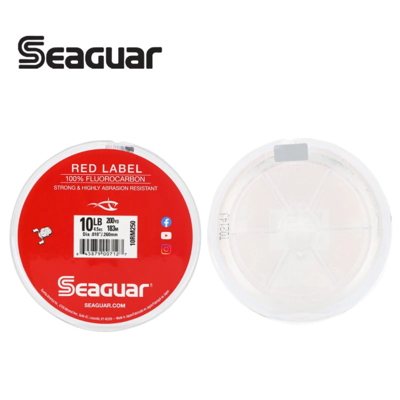

Флюорокарбоновая леска Seaguar Red Label, 6 фунтов/8 фунтов/10 фунтов/12 фунтов, фторуглеродная тестовая леска из углеродного волокна, монофильная леска для карповой проволоки
