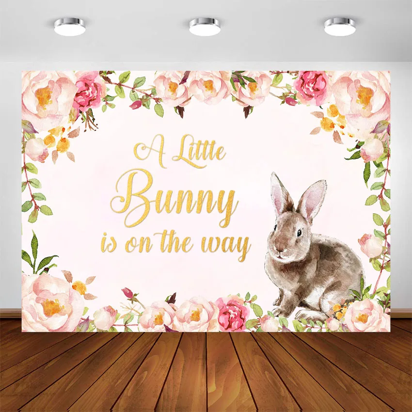 Spring Easter Bunny Party Newborn Photography Background Baby Rabbit Birthday Party Decorations Backdrops 1st Birthday Banner