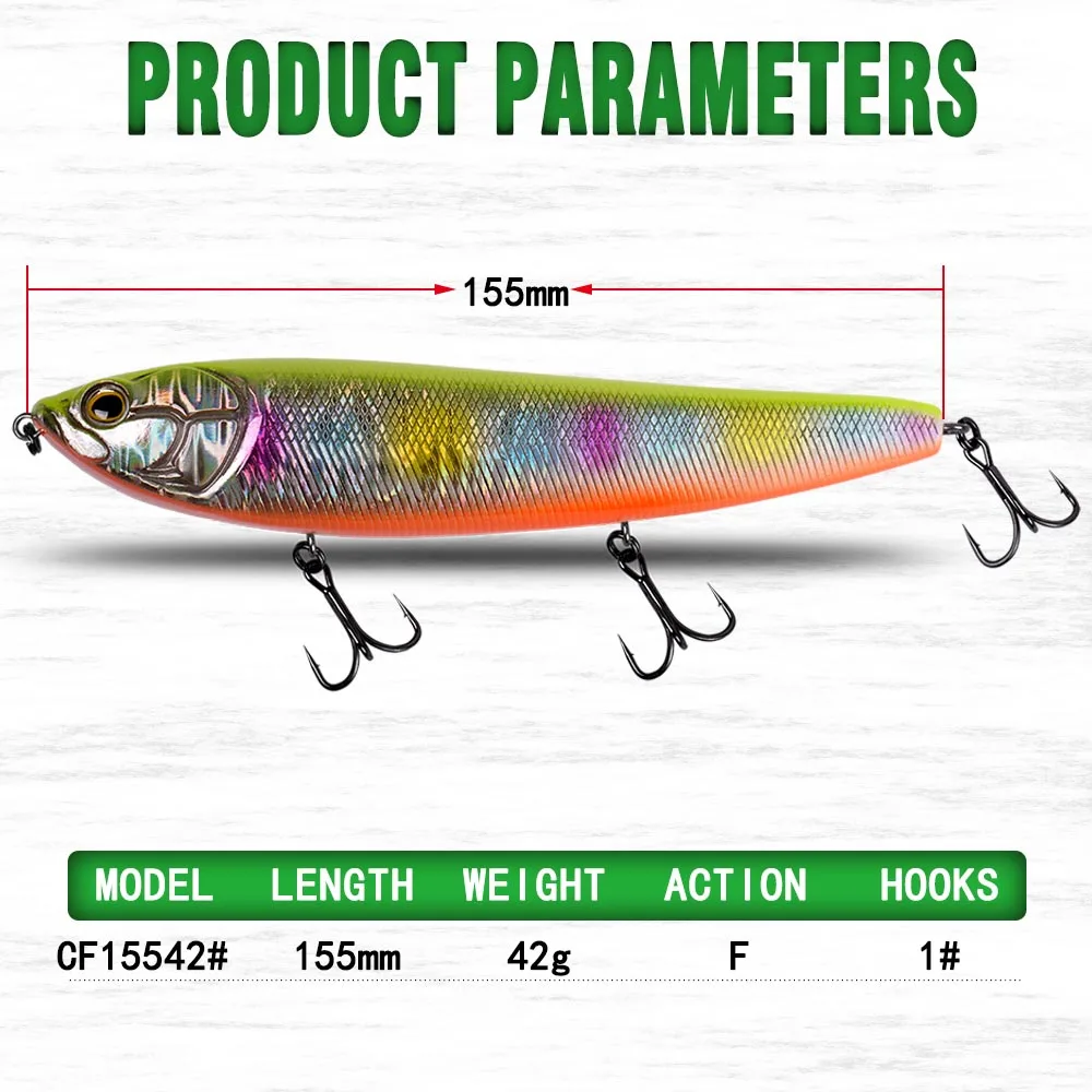 Isca de pesca artificial, iscas de pesca flutuantes com 155mm e 42g