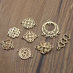 10Pcs KC Gold Flower Charms Connectors End Clasps for Earrings Necklace DIY Handmade Findings Crafts Jewelry Making Accessories