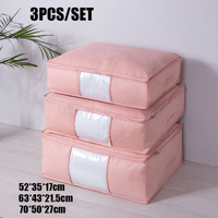 3Pcs/Set Foldable Clothes Quilt Storage Bags Blanket Closet Sweater Organizer Box Sorting Pouches Clothes Cabinet Container Home