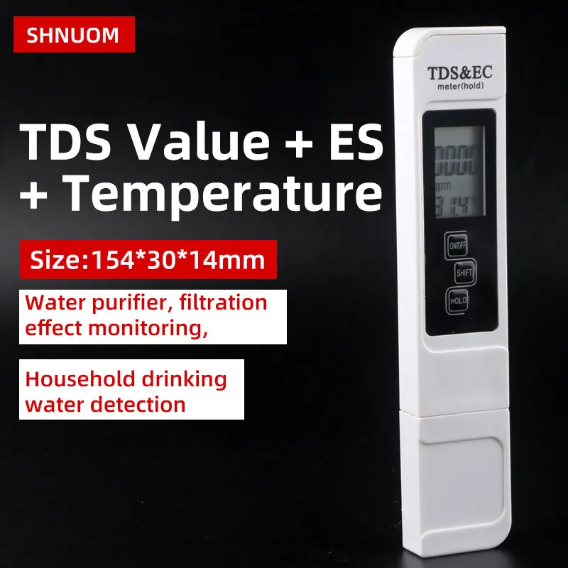ปากกา TDS ปากกาทดสอบคุณภาพน้ำในครัวเรือน EC มูลค่าการวัดความแม่นยำสูงสาม Conductivity Meter Aquarium ความแข็ง