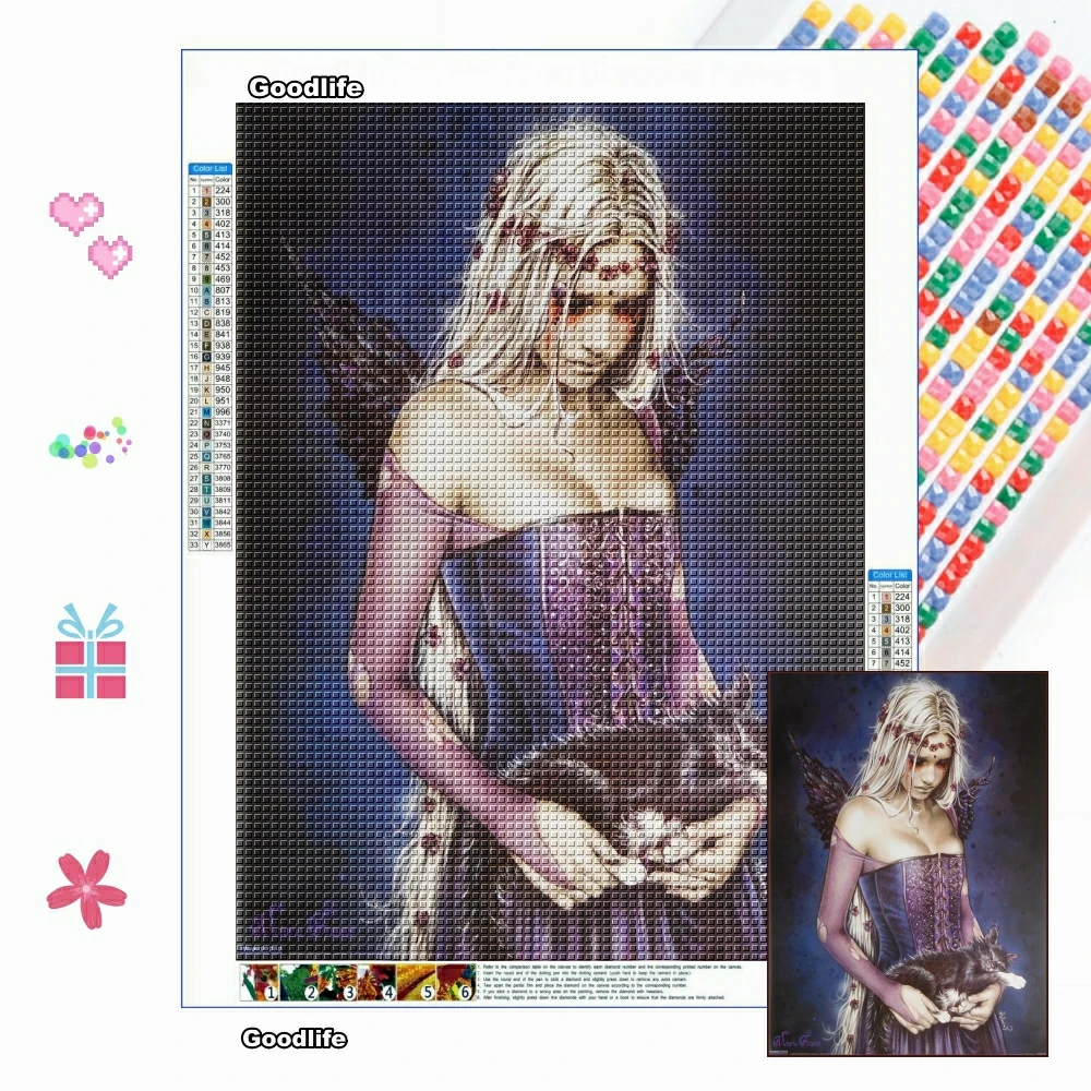 

Victoria Frances Gothic Angel 5D Diamond Painting Mosaic Rhinestone Embroidery Full Square/Round Cross Stitch Kits Home Decor