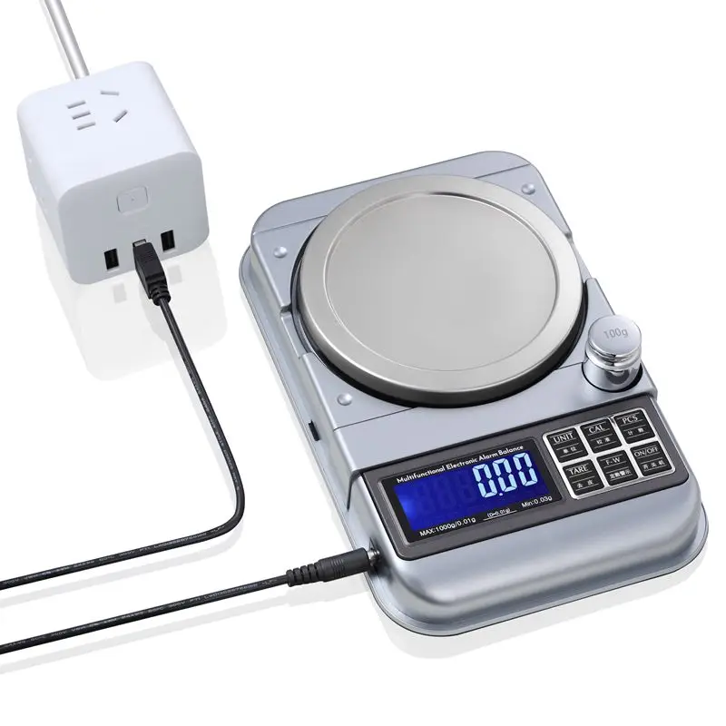 500g 0.01g Digital Fixed-number Warning Balance 5kg 0.1g Portable Jewelry Scale USB Electronic LCD Kitchen Alarm Weight Scales