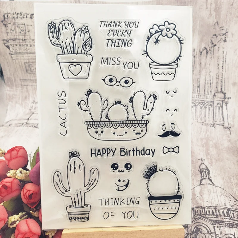 

1pc Cactus Silicone Clear Seal Stamp DIY Scrapbooking Embossing Photo Album Decor Rubber Stamp Art Handmade Stationery Reusable