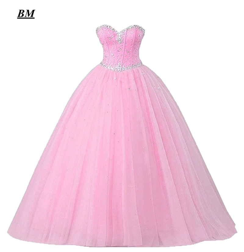 2021 Newest Red Tulle Quinceanera Dresses Ball Gown Beading Sweet 16 Dresses Formal Prom Party Gown Vestido De 15 Anos BM69