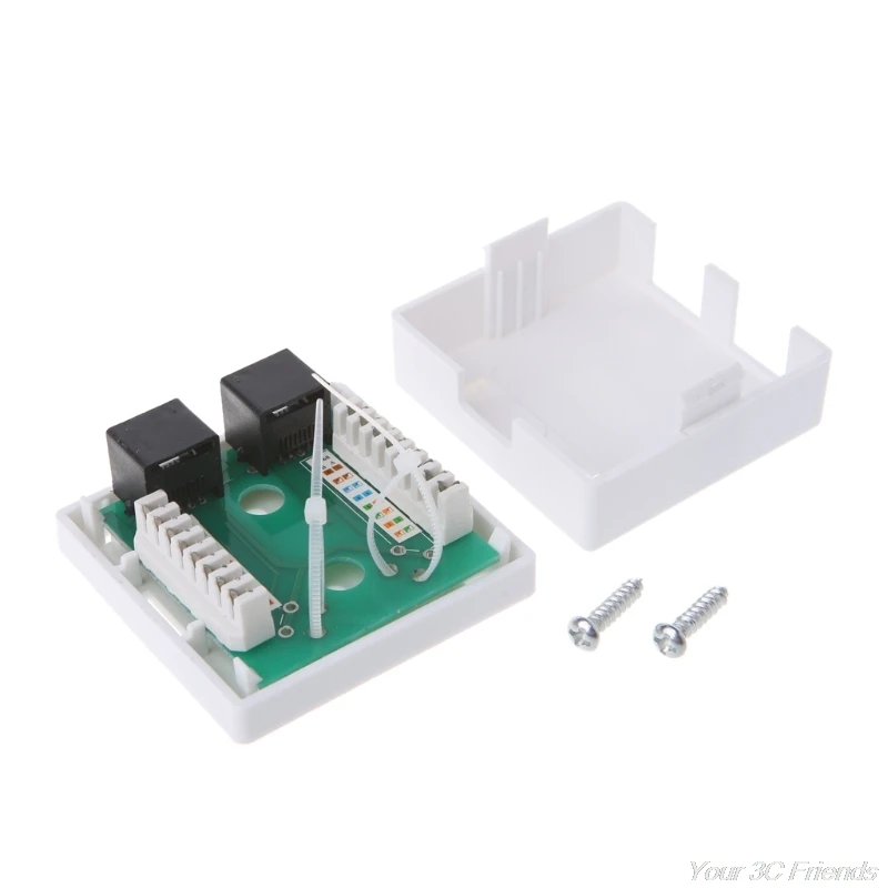 Caja de conexiones RJ45, conector de red CAT5e, Cable de extensión de escritorio de 2 puertos, J18 21, envío directo