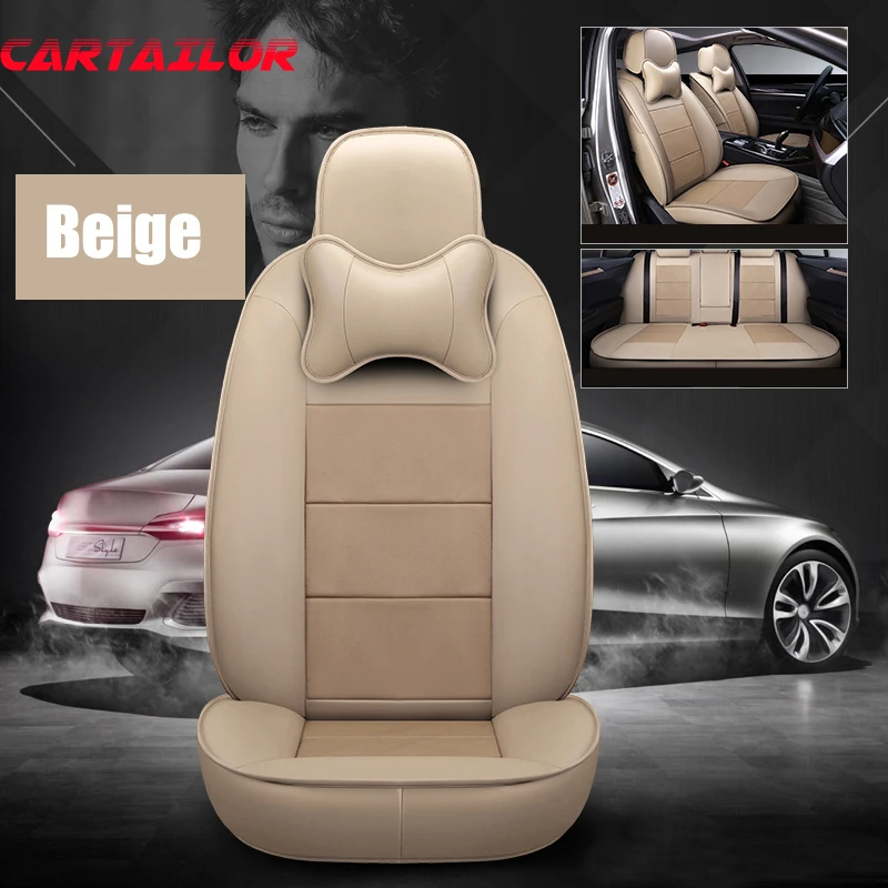 CARTAILOR Cowhide Leather Car Seat Cover for Jeep Compass Seat Covers for Cars Seats Support Front & Rear Complete Protector Set