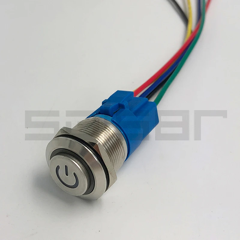 22mm DIY Momentary/Latching Colorful Useful Durable LED Power Light Waterproof Self-Locking Stainless Metal Push Button Switch