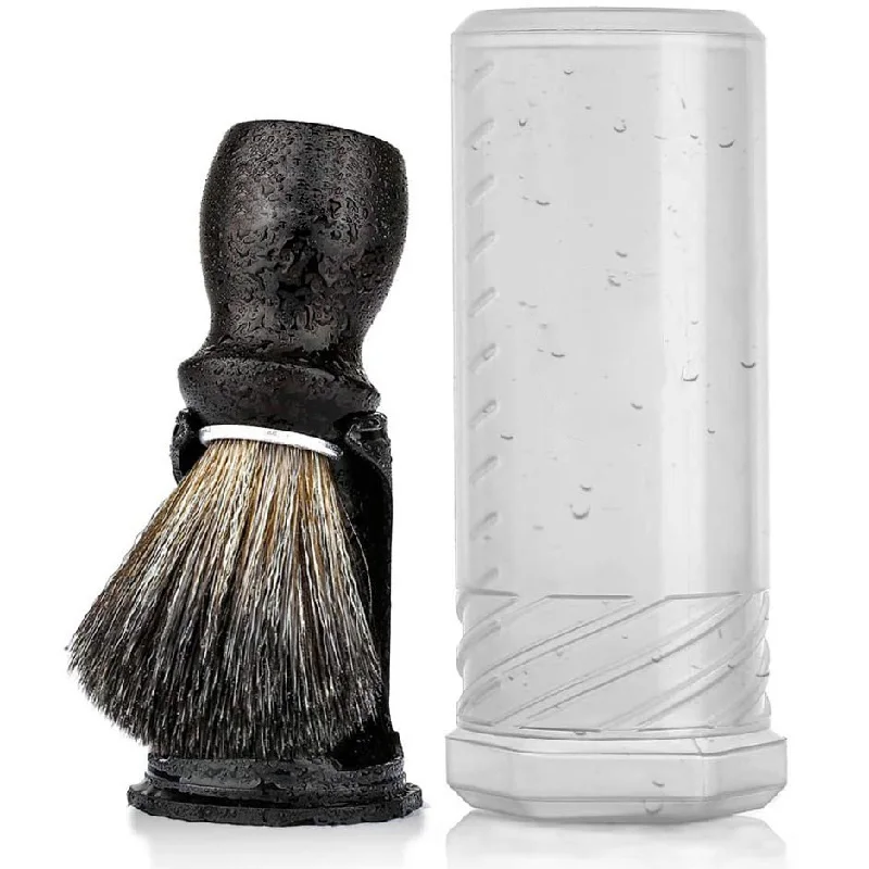 22mm 3IN1 Faux Badger Shaving Brush Set Ebony Wood Handle with Black Holder Stand Travel Case for Man Wet Shave