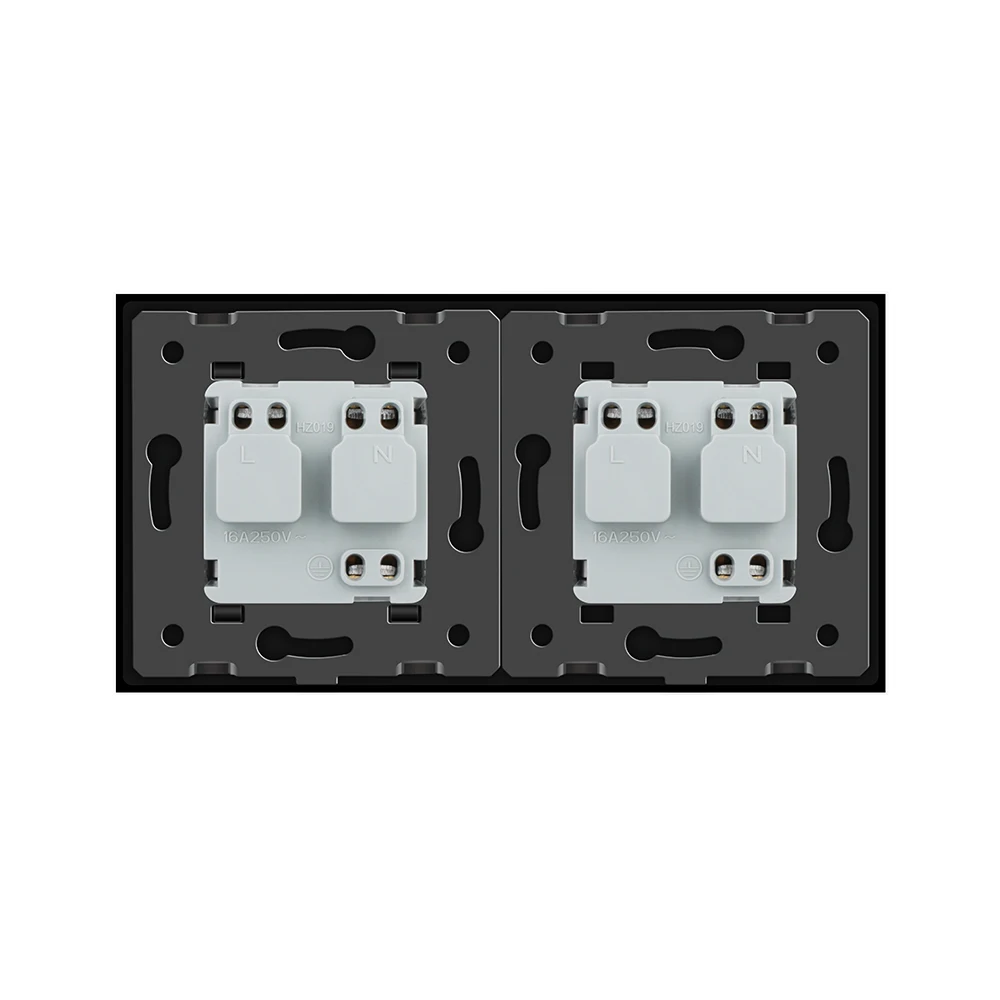 Livolo EU Standard Wall Power Socket, Black Crystal Glass Panel, AC110~250V 16A Wall Outlet VL-C7C2EU-12 for Smart Home