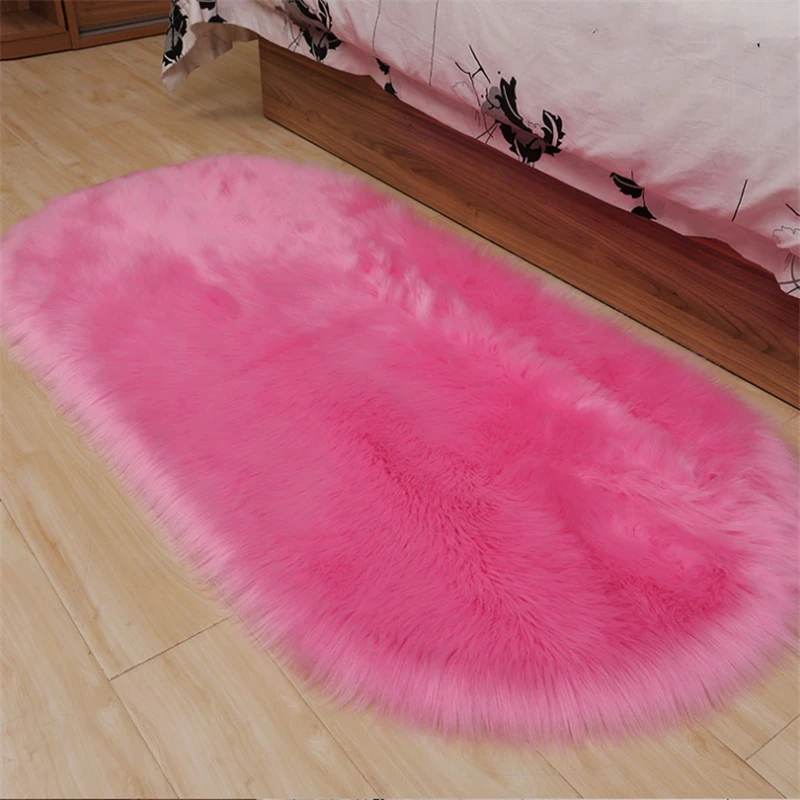 Red Blanket Faux Fur Imitation Wool Rug Floor  Pure Color Rugs Sheepskin Carpets For Living Room Bedroom