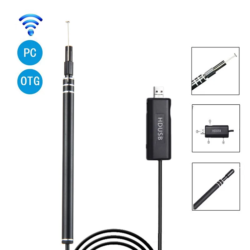 5.5mm USB WIFI Earscope Cleaner  Otoscope Inspection Ear Camera Borescope Earwax Removal Wireless WIFI  Earpick Endoscope
