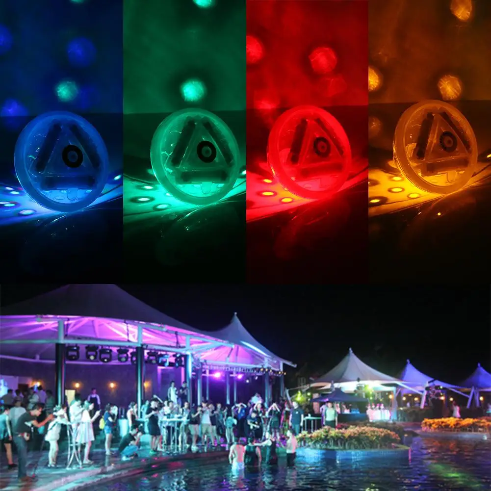 Summer Colorful Floating Lights Swimming Pool Bath LED Disco Party Living Room Lights 5 Modes 4 Color Changing Underwater Lamps