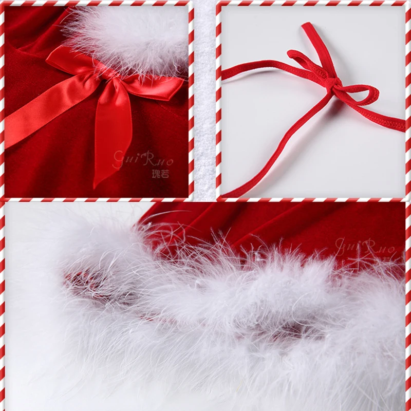 Nightgown For Women Sexy Christmas Night Dress Feather Velvet Plush Nightdress Underwear Red Mini Sleep Dress Sleepwear Homewear