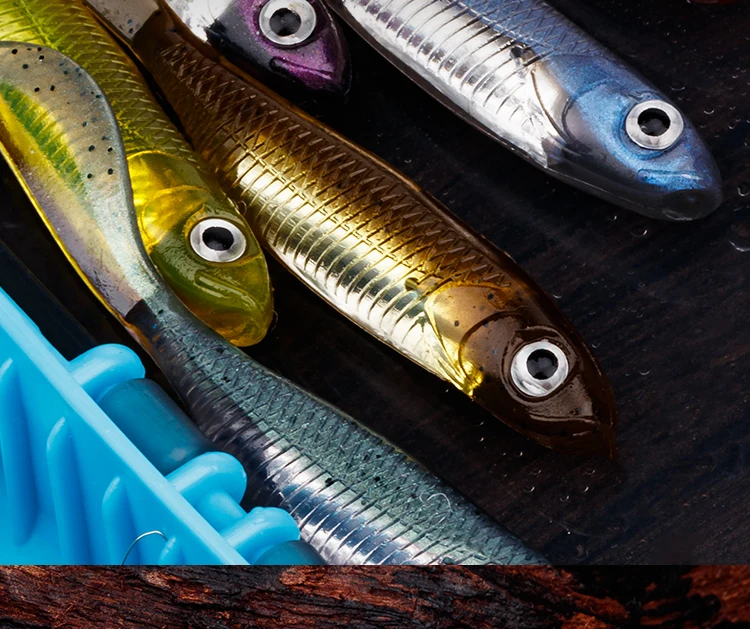 5pcs/6pcs Silicone Soft Lures 80mm 100mm Artificial Fishing Soft Lures Grub Tail Shad Swimbait Rubber Fishing Baits For Bass