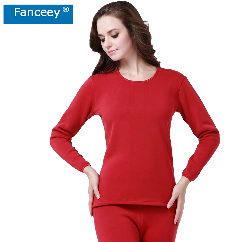 Fanceey O Neck Shirt Base Women Thermal Underwear Witner Warm Long Johns for Women Thermal Clothing Female 2pcs Thermal Suit