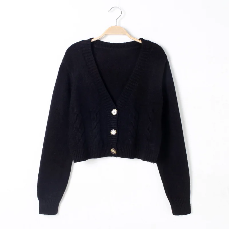 Short style high-waisted slim plastic sweater women 2023 spring new single-breasted knitted cardigan twist small jacket