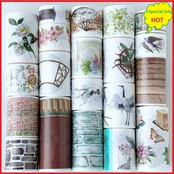 Fita Washi de parede de tijolos, Fita Washi Flower com Papel Liberado, Lanterna Festiva, Decoração DIY