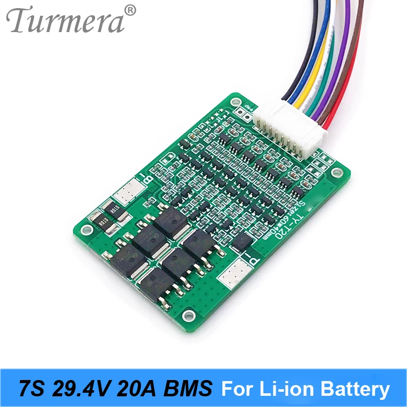 7S 24V 20A 18650 Lithium Battery Protection Board for 25.2V 29.4V E-bike E-scooter Battery BMS Suit a Power Wheels battery pack