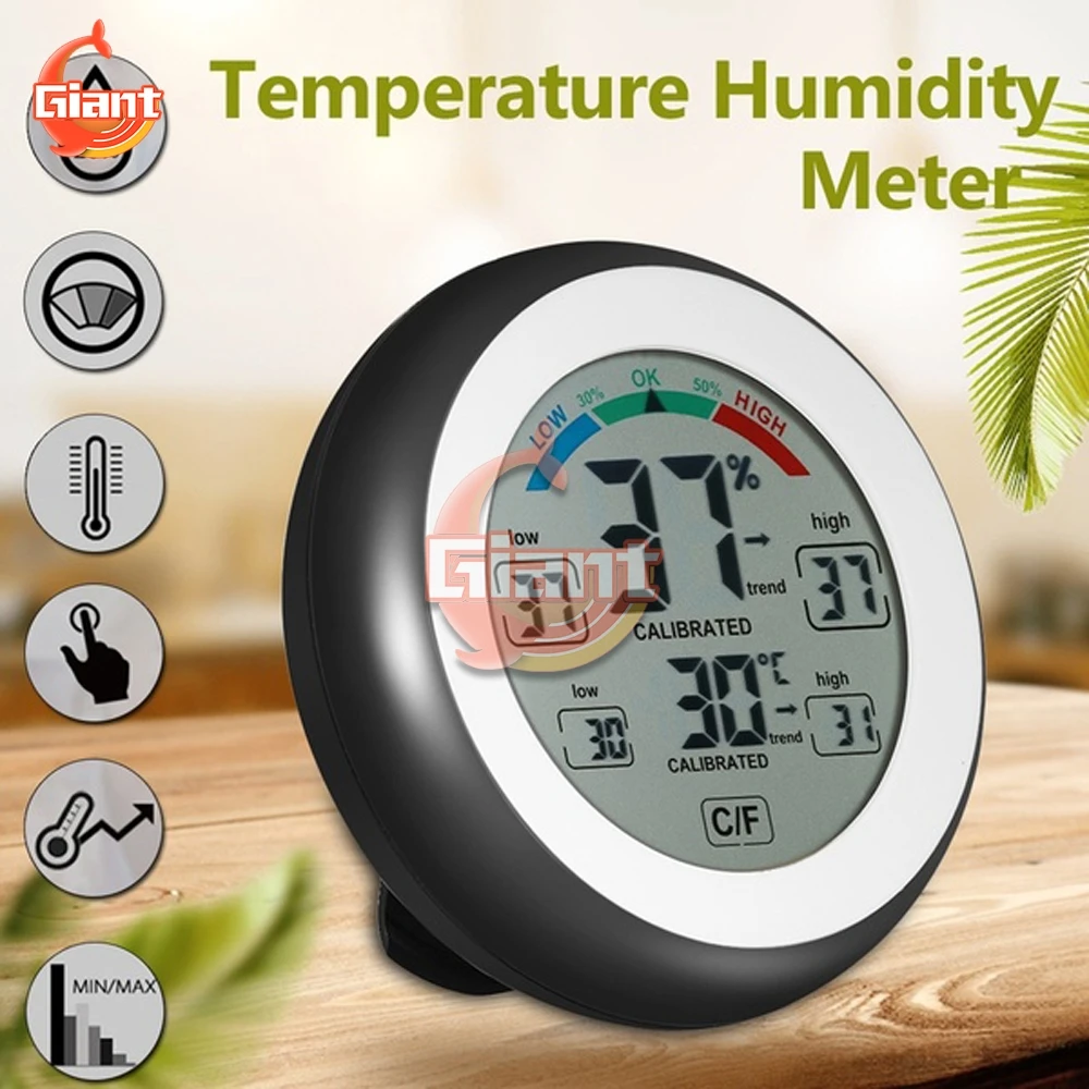 Thermometer 12V Digital LED Display Car LCD Digital Indoor Hygrometer Touchscreen Temperature Humidity Meter for Car  Motorcycle