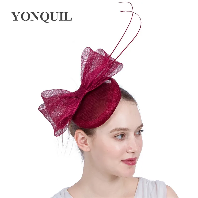 

Women Hair Sinamay Fascinators Kentucky Wedding Headwear Millinery Feather Cocktail Party Event Hats Derby Hair Accessories