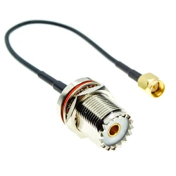 SMA Male Plug to SO239 UHF Female Bulkhead RF Jumper pigtail Cable RG174 Coax Connector