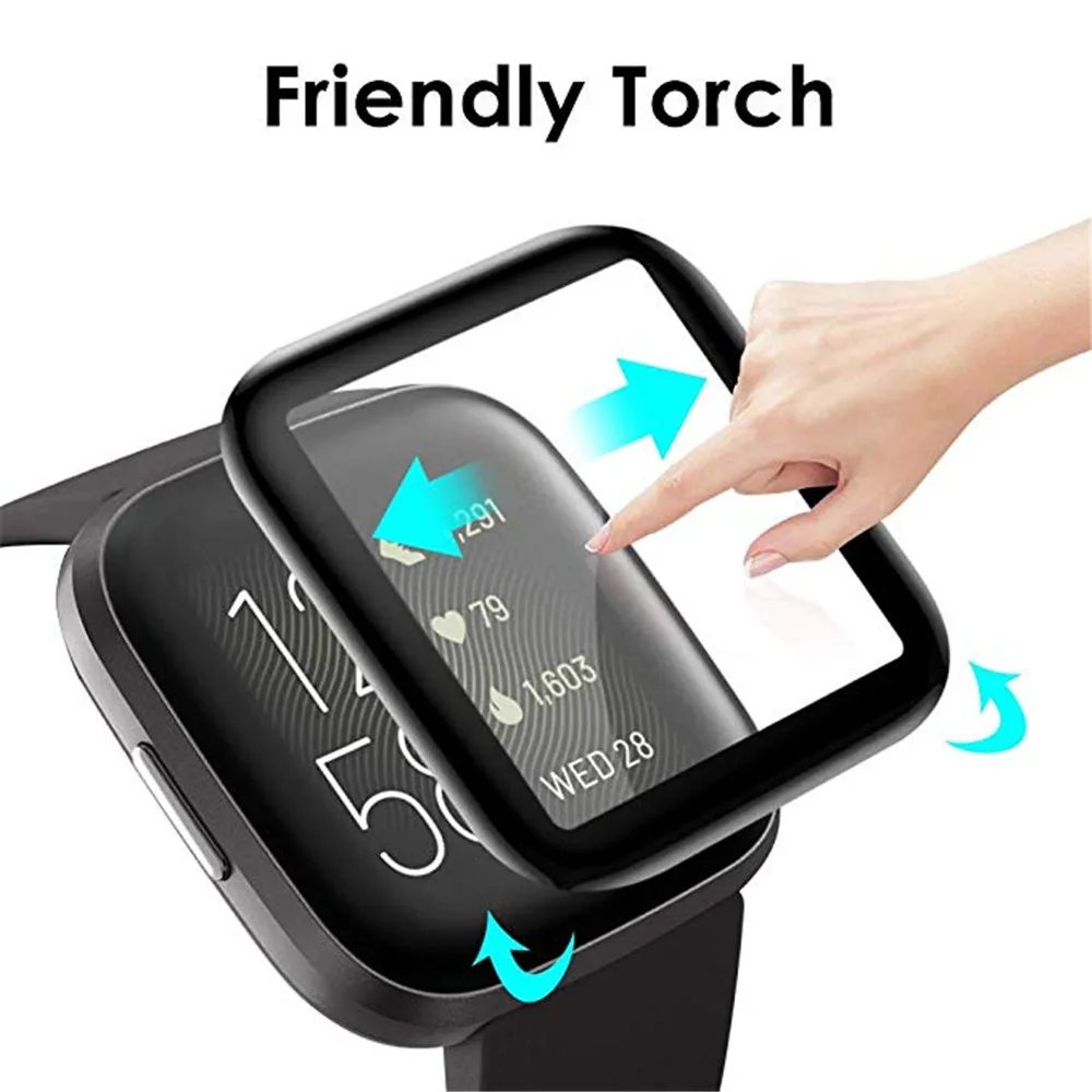 2PCS 3D Protective Film Cover Soft Glass For Fitbit Versa 2 3 Sense Versa4 Smart Watch Full Screen Protector For Fitbit Versa3