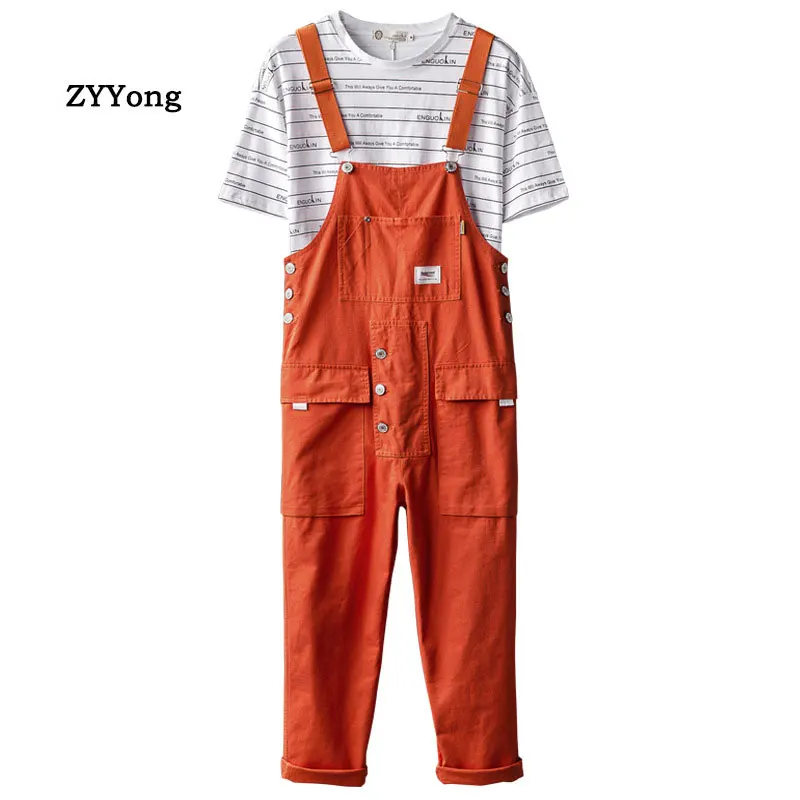 Fashion Men's Bib Overalls Leisure Multi-Pocket Loose Large Size Streetwear Hip Hop Jumpsuits Pants Comfortable Freight Trousers