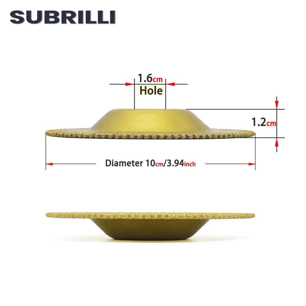 Subrilli 4 "vácuo soldadas disco de corte diamante multi purpose rebolo lixar prato para pedra granito mármore telha de concreto