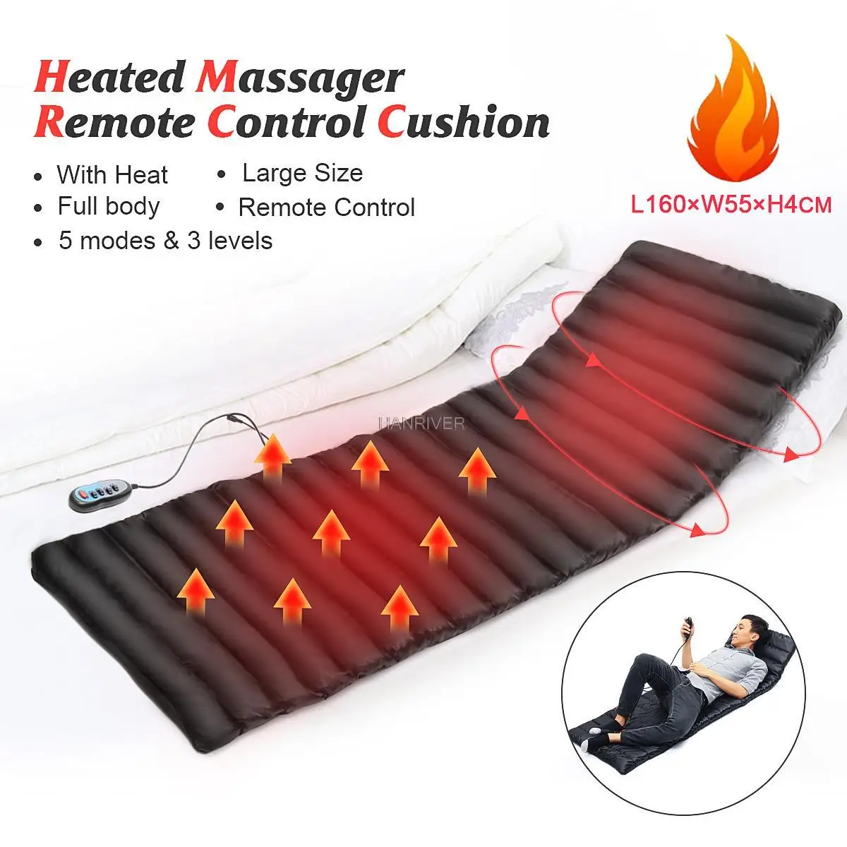 Electric Vibrator Massage Mat Mattress Full Body Heated Back Neck Massager Remote Control Cushion Sofa Bed Waist Cushion Mat