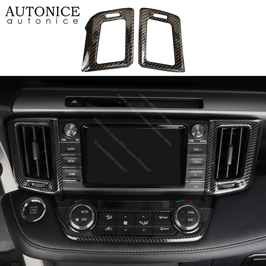 Carbon fiber color Air Conditioning Dashboard Vent Cover for Toyota RAV4 2013 2014 2015 2016 2017 2018