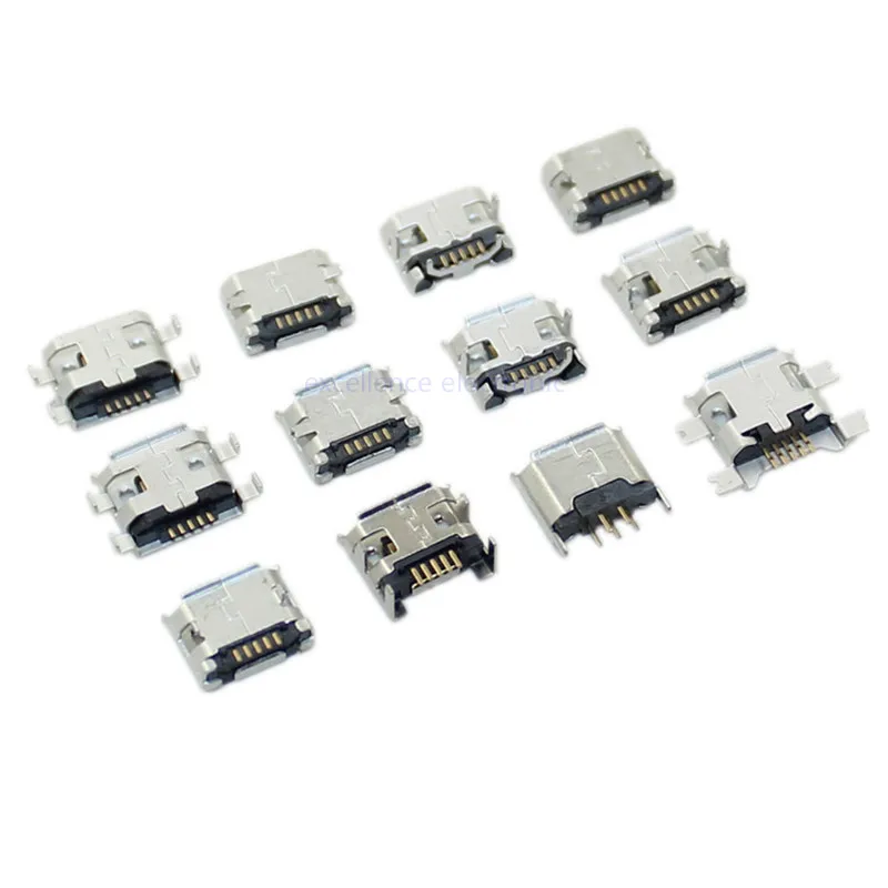 10 sztuk/partia Micro USB 5 Pin SMT złącze wtykowe typu B żeńskie umieszczenie SMD DIP USB złącza ładowania