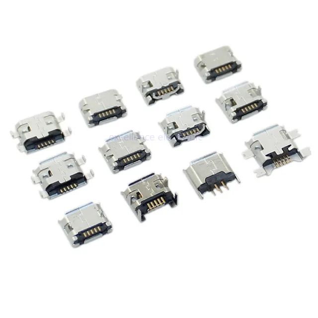 10 sztuk/partia Micro USB 5 Pin SMT złącze wtykowe typu B żeńskie umieszczenie SMD DIP USB złącza ładowania