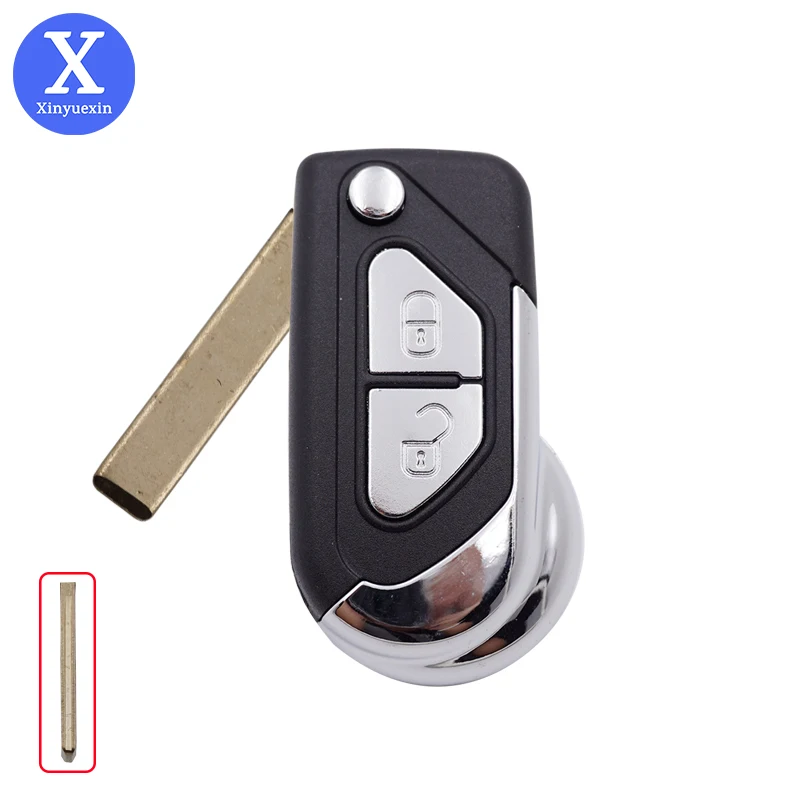 Xinyuexin Remote Flip Folding Car Key Shell Case Fob Fit for Peugeot Citroen DS3 Uncut Hu83 Key Blade Housing Cover 2 Buttons