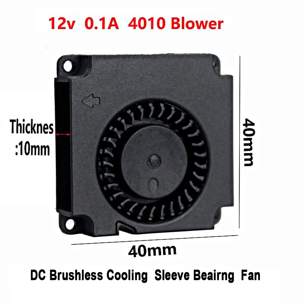 10pcs Gdstime DC 12V 4cm 40mm x 10mm 4010 High Speed Turbo Brushless Blower Cooling Fan 40x40x10mm