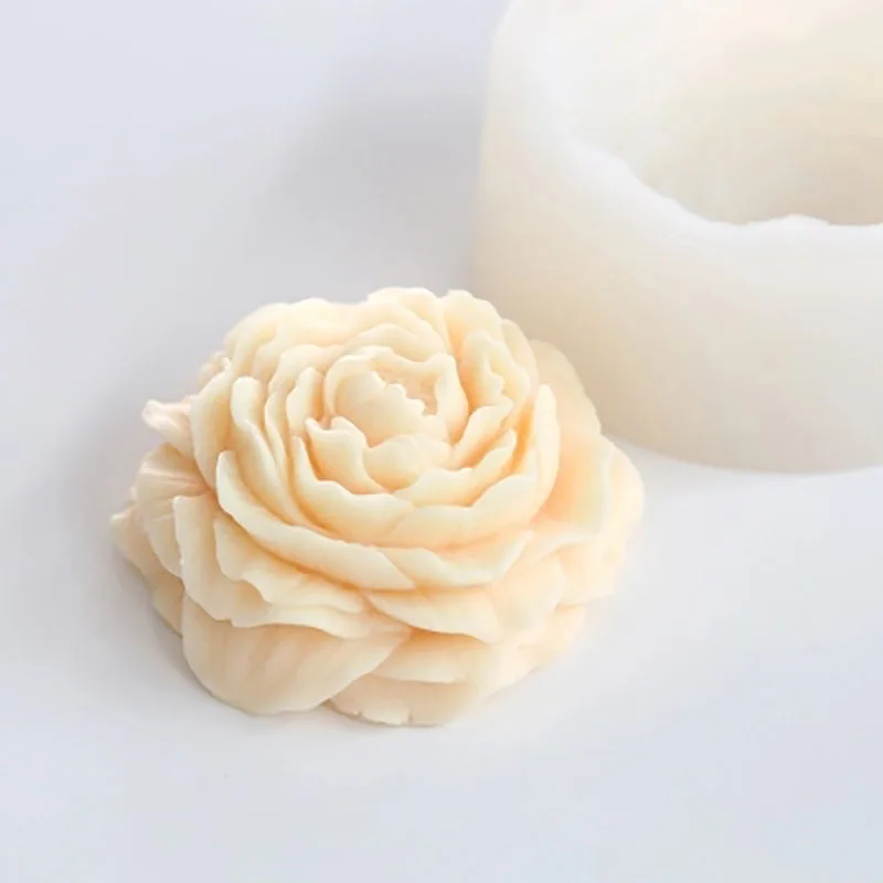 

3D Peony Flower Pattern Handmade Soap Mold DIY Gift Round Flowers Silicone Mold Clay Resin Aroma Stone Moulds