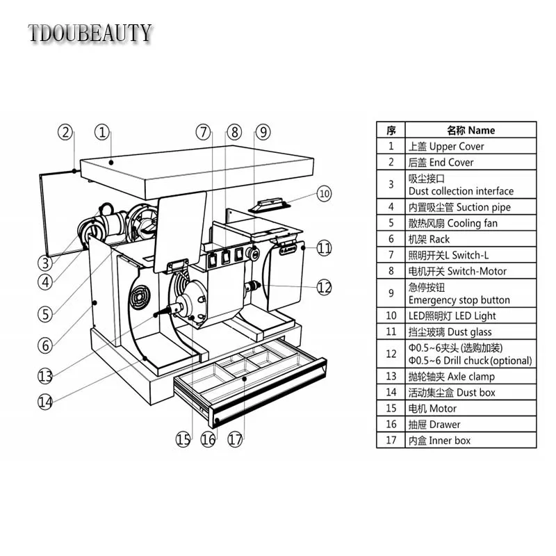 TDOUBEAUTY JT-60 Dental Grinder Machine Polishing Lathe Lab Equipment With Dust Collecotor Hole(110V-230V) Free Shipping