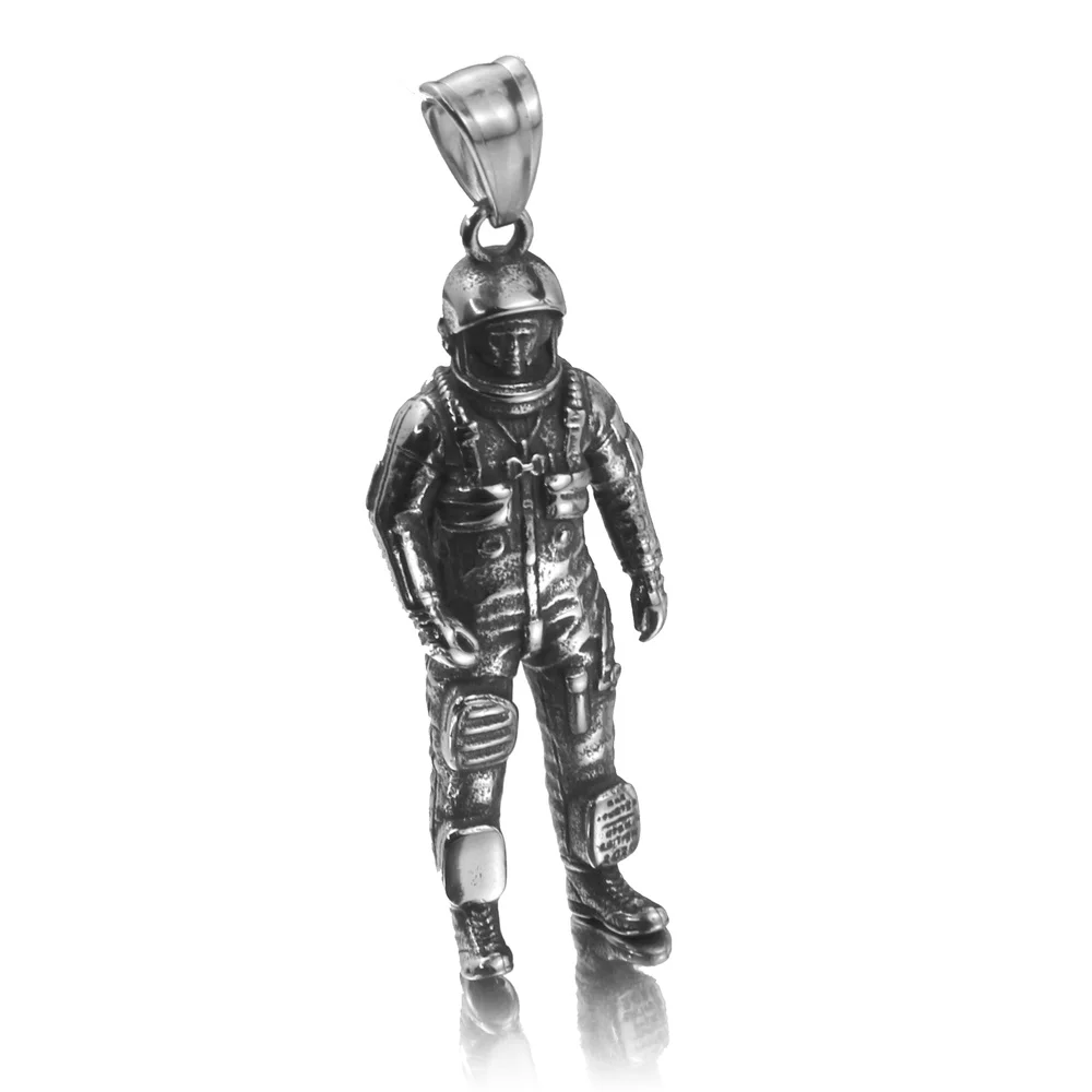 Pendentifs d'astronautes 3D en acier inoxydable 316L, pour la fabrication de bijoux, accessoires de collier à ton rétro