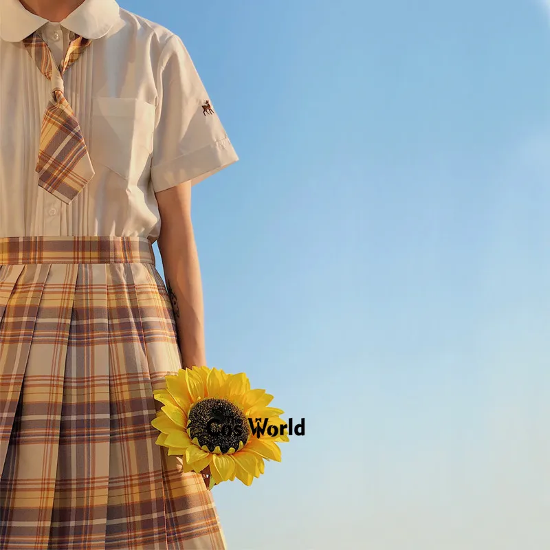 [Yamabuki] Girl's Japanese Summer High Waist Pleated Plaid Skirts Women Dress For JK School Uniform Students Cloths