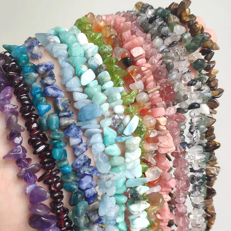 5–8 mm unregelmäßige Form, freiformige Chips, Natursteinperlen, dunkelroter Granat, für die Schmuckherstellung, DIY-Armband, Halskette, 33'' Stränge – Detail 4