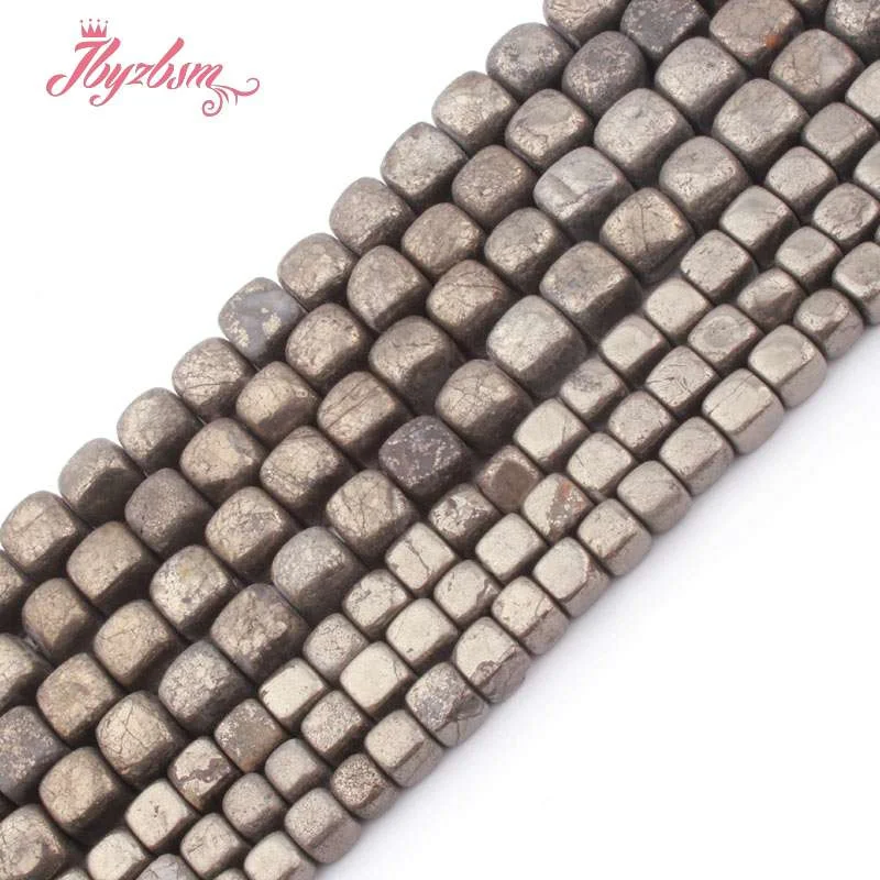 6-7,7-8mm Rectangle Pyrite Silvers Gray Loose Beads Natural Stone Beads For DIY Necklace Bracelets Woman Jewelry Making Str 15\