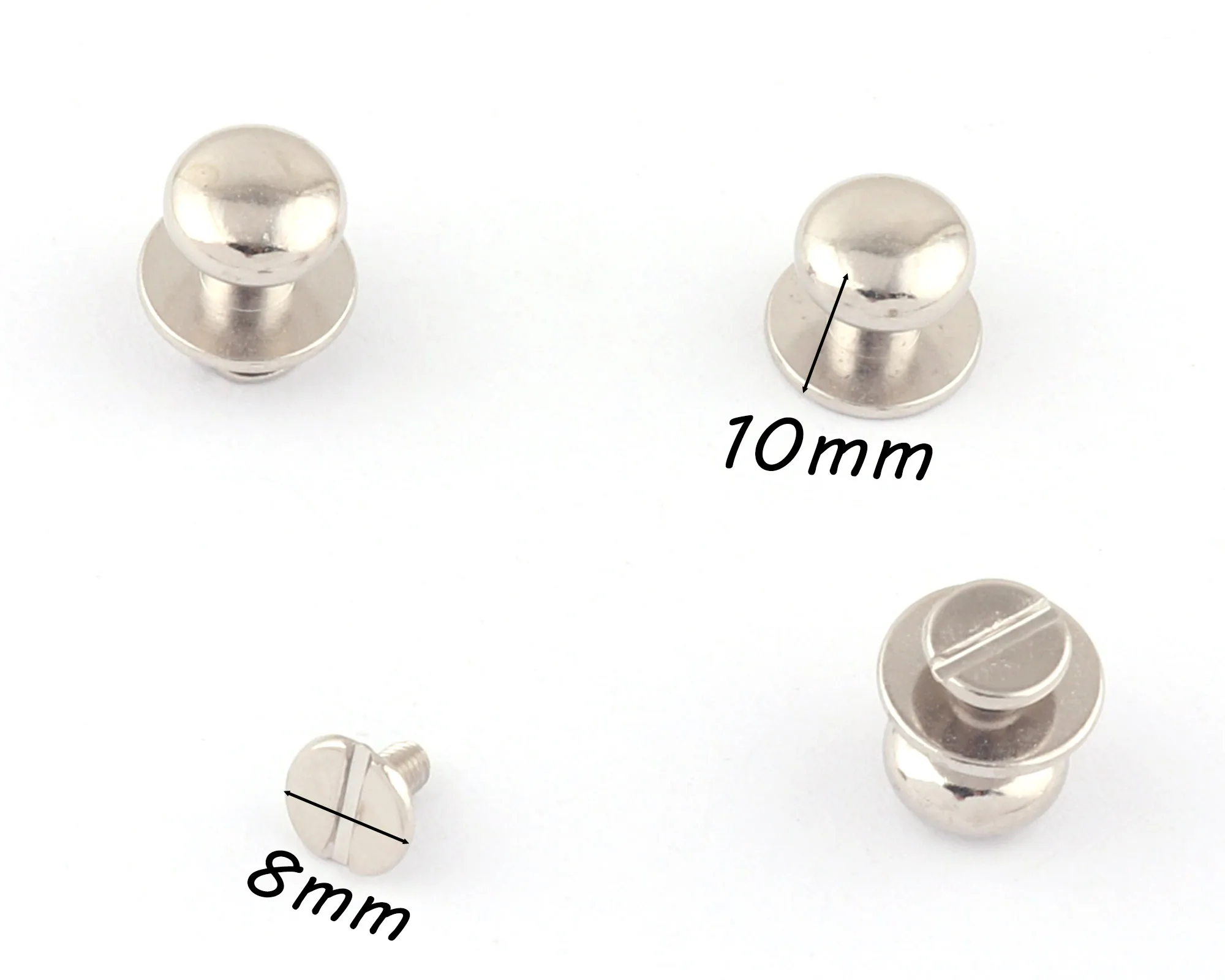 8*10mm Silver Screw Rivets Metal Button Screw Back Studs Screw Studs for Handbag Belt Leather Craft Screw Studs Rivet Stud