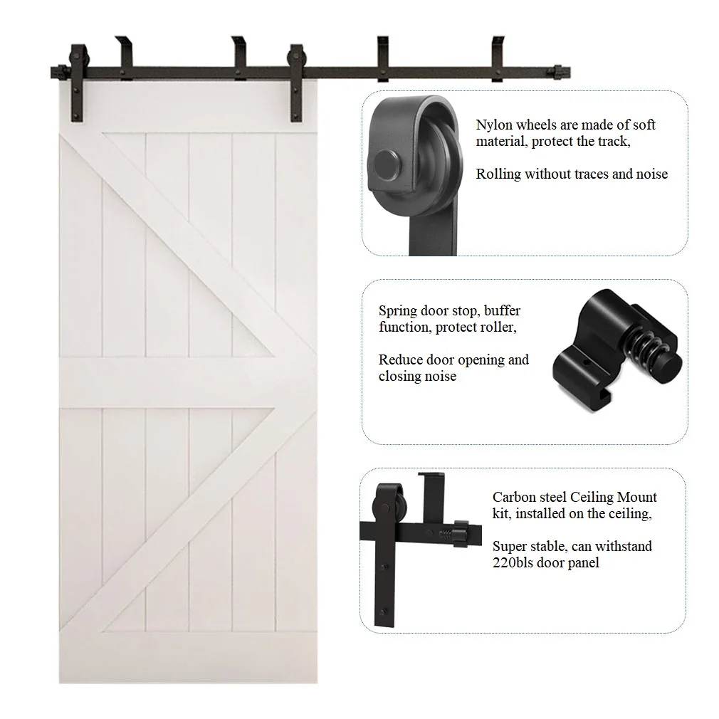 Imagem -06 - Wolfbird-teto Deslizante Porta de Celeiro Kits de Hardware Suporte Anti-ferrugem Trilha para Porta Única 4ft13ft