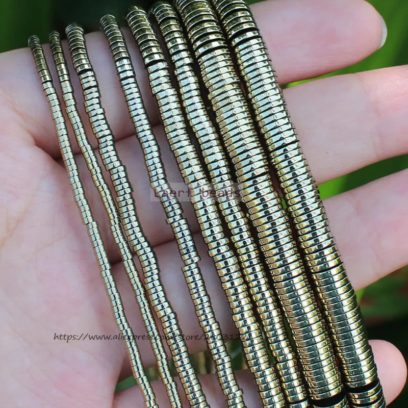 Very Shining ! Natural Hematite SmoothPyrite HaiXi/Disc Shape1x2-6mm Loose beads 15inch/38cm,For DIY Jewelry making !