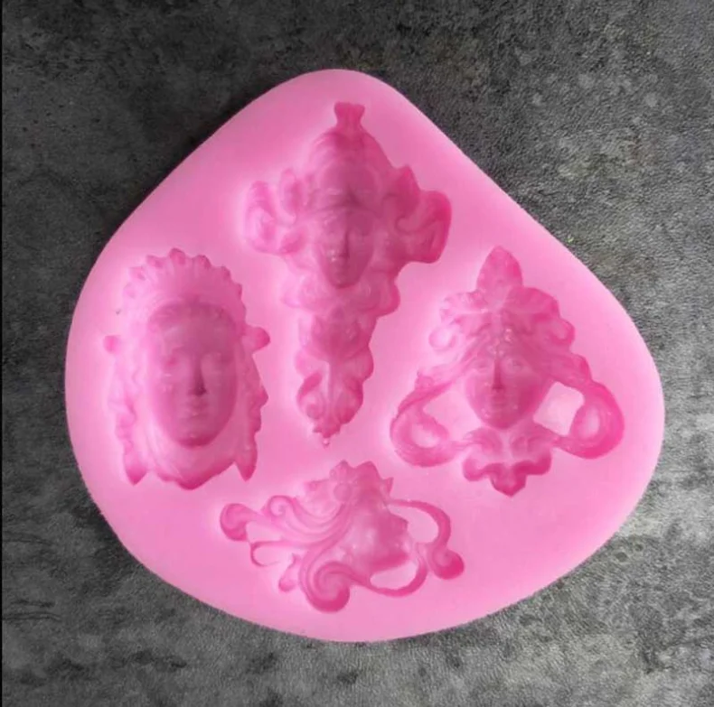 European Retro head portrait silicone fondant silicone mold DIY cake edge embossed baroque pattern mold soft candy mold