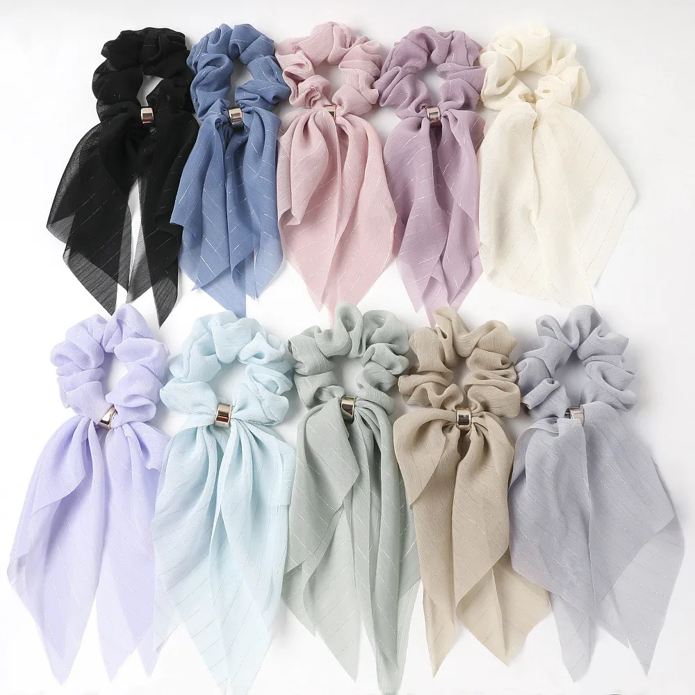 New fashion Solid color Double layer ribbon hair band lace bow bowtie circle Girls/Women Ear Hair Ponytail Hair Accessories