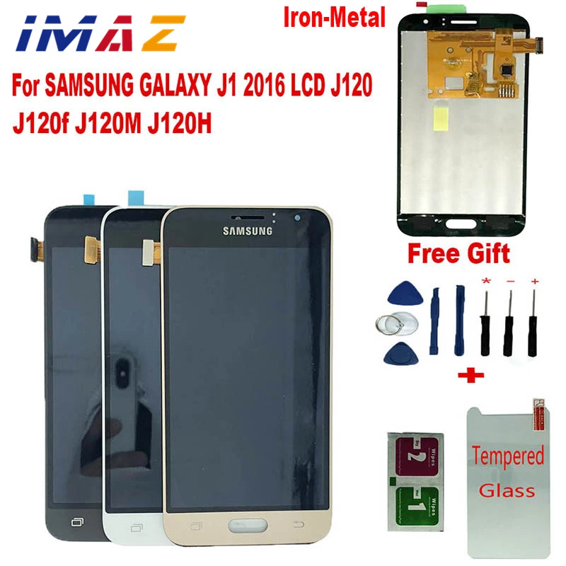 IMAZ Iron Metal LCD For Samsung Galaxy J1 2016 J120 J120F J120M J120H LCD Display Touch Screen Digitizer Assembly For J120 Lcd